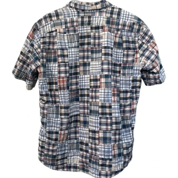 Eddie Bauer Short Sleeve Men's Plaid Textured Button up Shirt Sz XXL - Picture 2 of 3